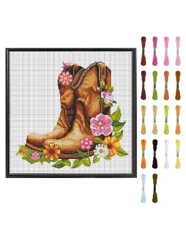 Kit de Punto Cruz FREEBLOSS Floral 17x22 cm para Principiantes