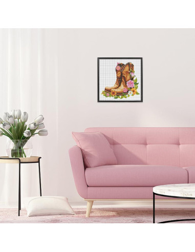 Kit de Punto Cruz FREEBLOSS Floral 17x22 cm para Principiantes