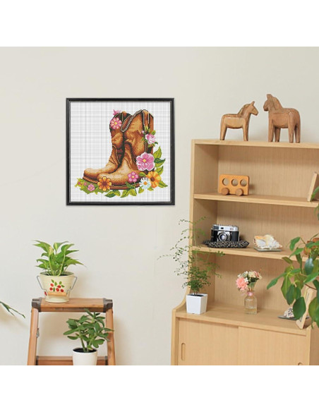 Kit de Punto Cruz FREEBLOSS Floral 17x22 cm para Principiantes