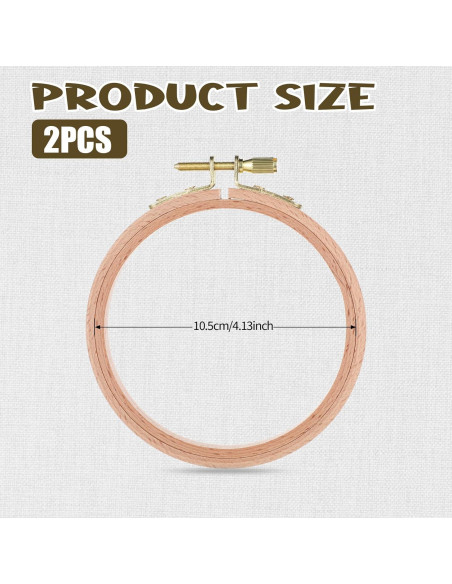 2 Aros de Bordado de Madera de Haya 10.8cm con Cierre Dorado