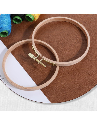 2 Aros de Bordado de Madera de Haya 10.8cm con Cierre Dorado