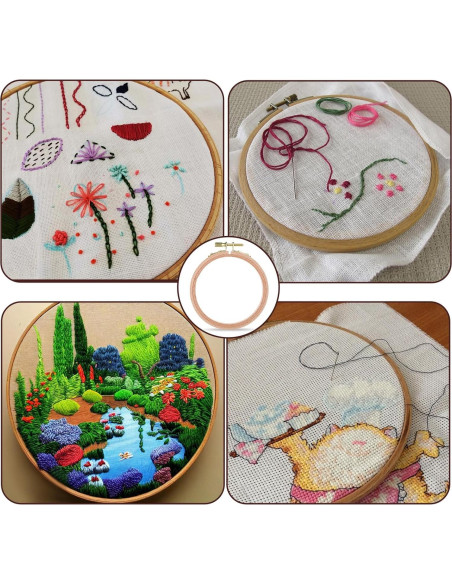 2 Aros de Bordado de Madera de Haya 10.8cm con Cierre Dorado