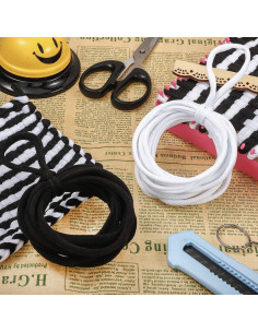 Lazos para Posavasos WILLBOND 96 Piezas Acrílico Blanco Negro 2