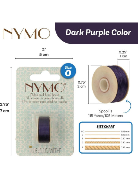 Hilo Nymo The Beadsmith 0.15mm Púrpura Oscuro 105m Nylon