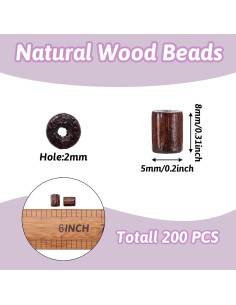 Perlas de Madera Natural Cheriswelry 200pcs 8x5mm Coco 2