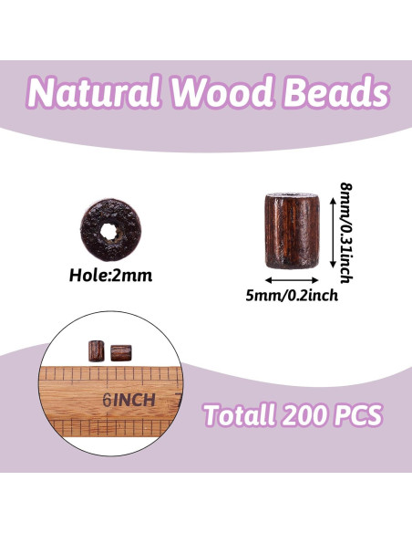 Perlas de Madera Natural Cheriswelry 200pcs 8x5mm Coco