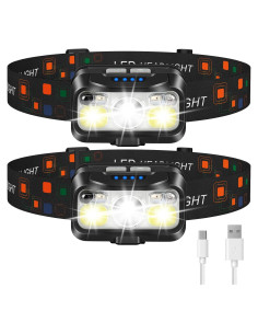 Linterna Frontal LHKNL 1200 Lúmenes Recargable 2 Paquetes