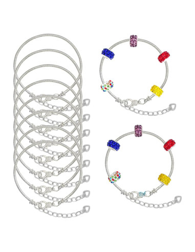 Kit de 10 Pulseras de Cadena de Plata Tiggell con Charm