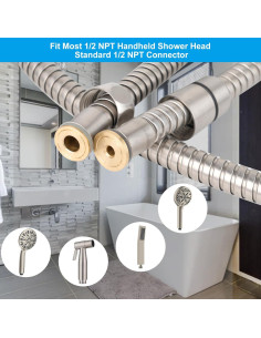 Manguera de Ducha Hibbent 228.6 cm Acero Inoxidable Niquelado 2