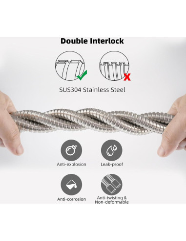 Manguera de Ducha Hibbent 228.6 cm Acero Inoxidable Niquelado