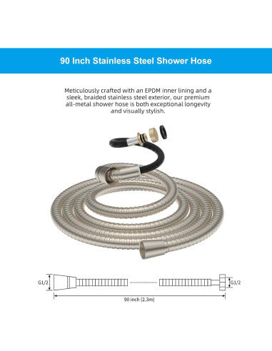 Manguera de Ducha Hibbent 228.6 cm Acero Inoxidable Niquelado