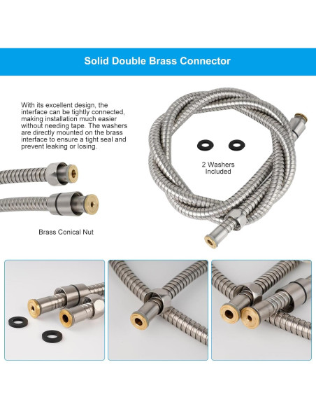 Manguera de Ducha Hibbent 228.6 cm Acero Inoxidable Niquelado