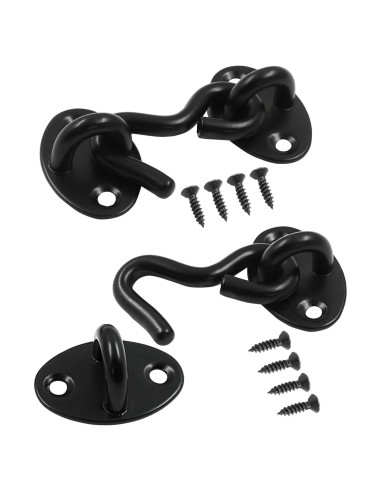 Gancho y Ojo de Privacidad Zorveiio 2 Pcs Acero Inoxidable Negro