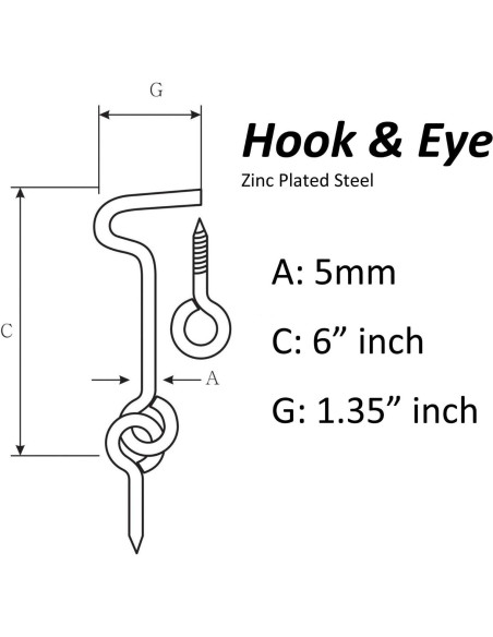 Gancho y Ojo de Puerta Wideskall Acero Zincado 15.88kg (2 Pzas)