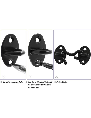 Gancho y Ojo de Privacidad Zorveiio 2 Pcs Acero Inoxidable Negro
