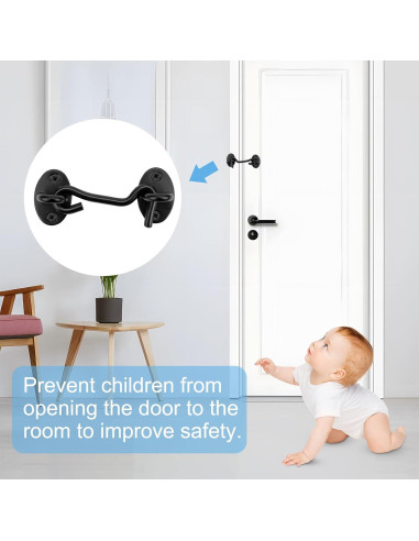 Cierre de Gancho y Ojo Tsinc 3" Negro Acero Inoxidable