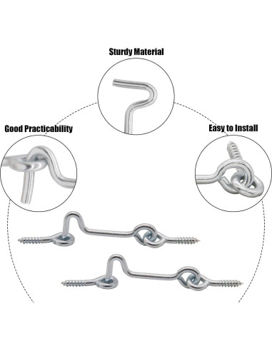 Cierre giratorio de ojo Jersvimc plateado 38mm 8 piezas
