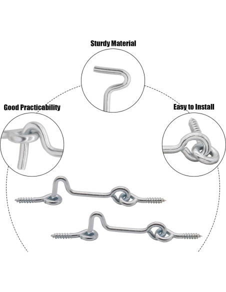 Cierre giratorio de ojo Jersvimc plateado 38mm 8 piezas