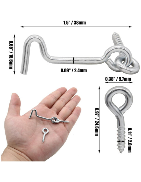 Cierre giratorio de ojo Jersvimc plateado 38mm 8 piezas