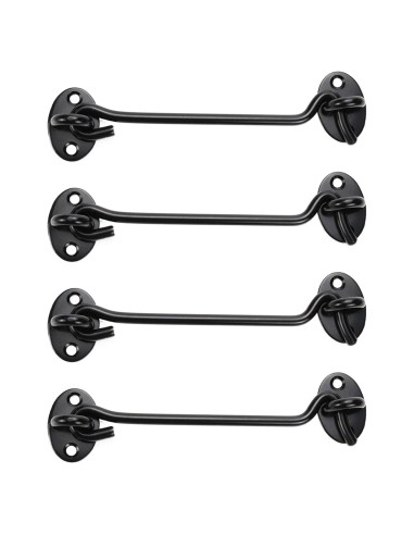 Cerradura de puerta de granero Rannb 6 pulgadas negra - 4 piezas