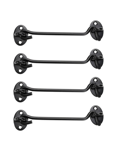 Cerradura de puerta de granero Rannb 6 pulgadas negra - 4 piezas