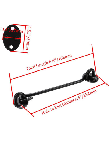 Cerradura de puerta de granero Rannb 6 pulgadas negra - 4 piezas