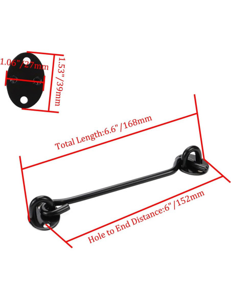 Cerradura de puerta de granero Rannb 6 pulgadas negra - 4 piezas