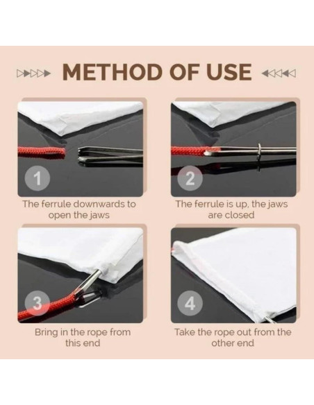 Juego de 4 Clips de Acero Inoxidable para Enhebrar Cuerdas