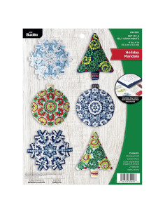 Kit de Adornos de Fieltro Bucilla Mandala Navidad 6 Piezas