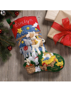 Kit de Calcetín de Fieltro Bucilla Navidad Natividad 45.72 cm 2