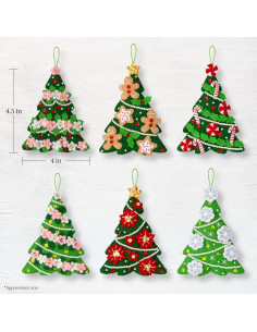 Kit de Adornos de Fieltro Bucilla Festival de Árboles 6 Piezas 2