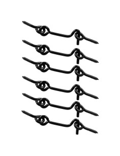 6 Piezas Gancho de Cabina y Pestillo de Ojo Negro 5.08cm