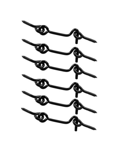 6 Piezas Gancho de Cabina y Pestillo de Ojo Negro 5.08cm