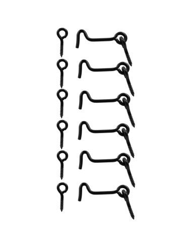 6 Piezas Gancho de Cabina y Pestillo de Ojo Negro 5.08cm