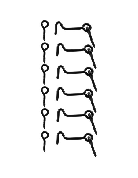 6 Piezas Gancho de Cabina y Pestillo de Ojo Negro 5.08cm