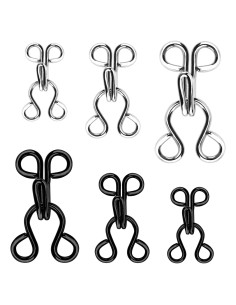 60 Juegos de Ganchos y Ojos de Costura para Ropa - Negro y Plata