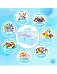 Kit de Manualidades BNUZEIYI 3000 Piezas para Niños Azul 2