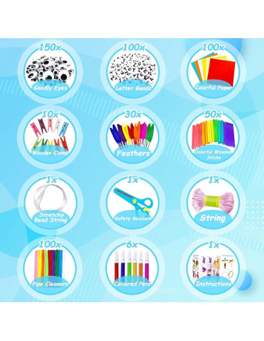 Kit de Manualidades BNUZEIYI 3000 Piezas para Niños Azul