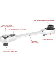 Llave Allen 1/4" Akozon Trinquete 72 Dientes 107mm 2