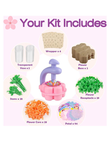 Kit de Manualidades de Flores INKZOO - Juguete Creativo Rosa