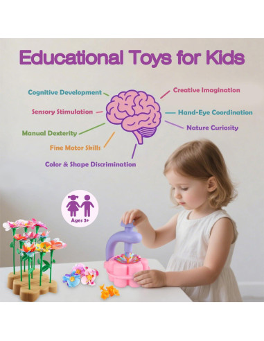 Kit de Manualidades de Flores INKZOO - Juguete Creativo Rosa