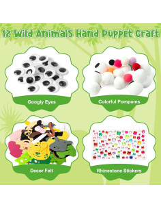 Kit de Marionetas de Mano WATINC 12 Piezas Animales Salvajes 2