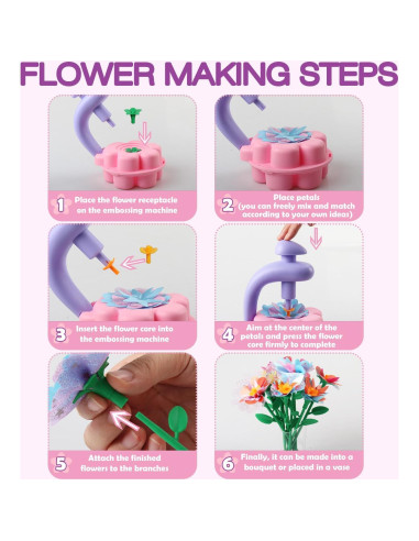 Kit de Manualidades de Flores INKZOO - Juguete Creativo Rosa