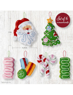 Kit de Adornos de Fieltro Bucilla 6 Piezas Navidad Dulces 2