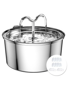 Fuente de Agua para Gatos DOOOB 3.2L Acero Inoxidable 8 Filtros