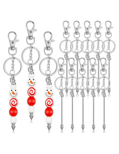 12 Piezas Llavero con Cuentas Plata ROADPLUM 16.5cm DIY