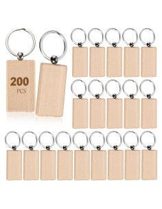 200 Etiquetas de Llave de Madera JUXYES para Grabado 56x32mm
