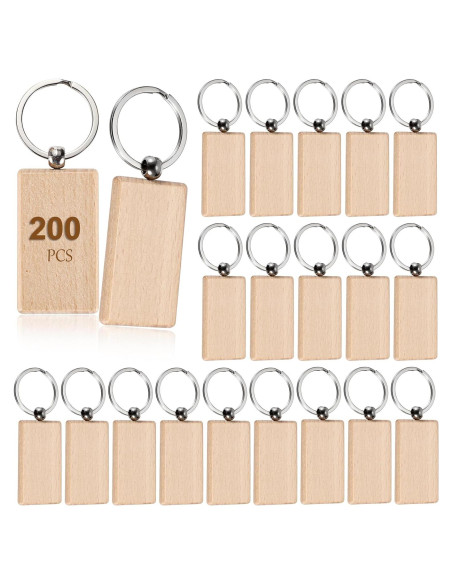 200 Etiquetas de Llave de Madera JUXYES para Grabado 56x32mm