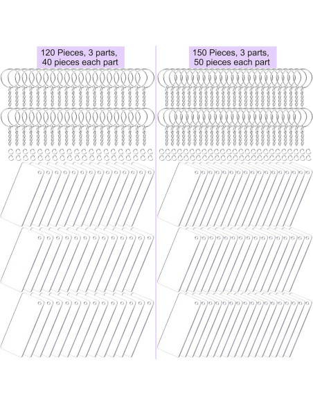 Conjunto de 120 Blanks de Llaveros Acrílicos Duufin 7x3cm