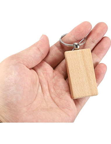 200 Etiquetas de Llave de Madera JUXYES para Grabado 56x32mm